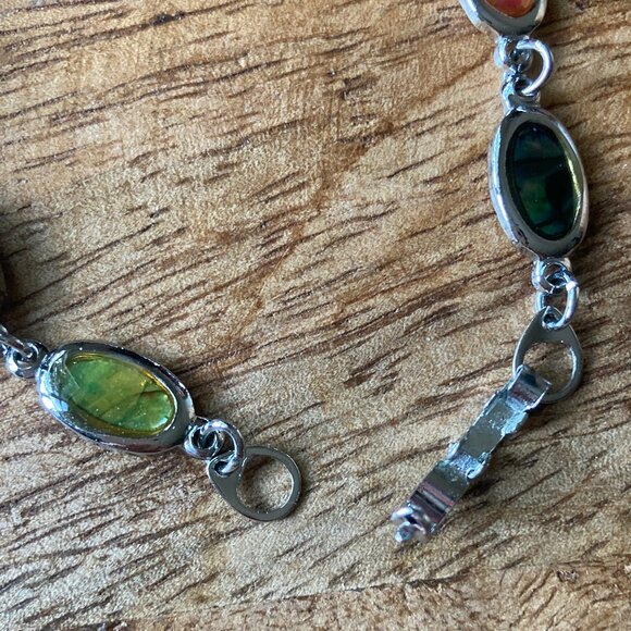 Oval Abalone Shell Silvertone Bracelet - Picture 9 of 10
